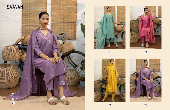 100 Miles Saavan Designer Readymade Suits Catalog